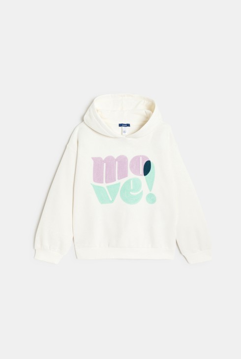 Girl's white slogan sweatshirt 2