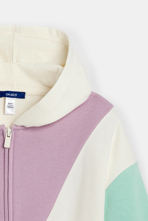 Sweat-shirt à capuche colorblock mauve Fille