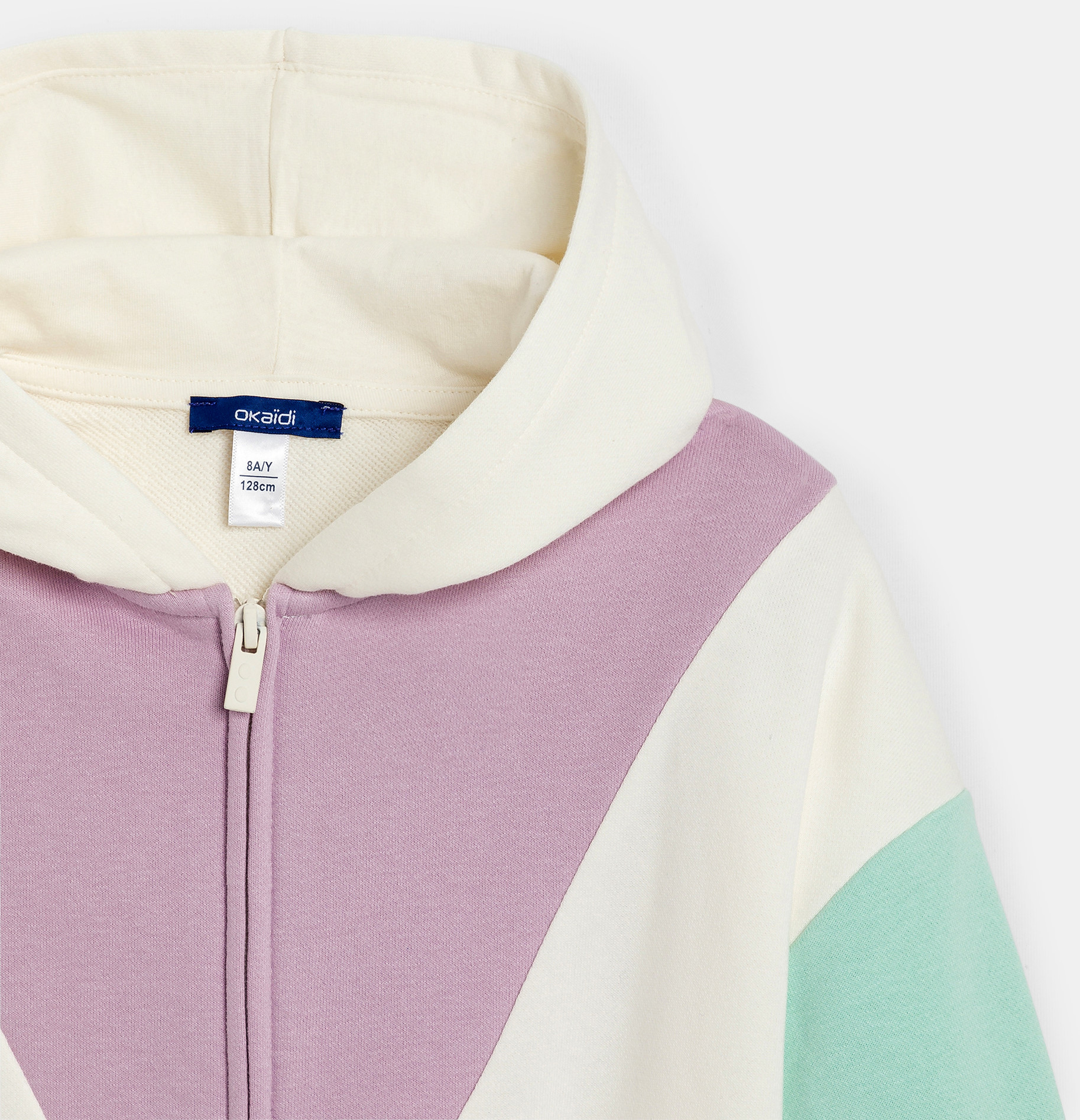 Sweat-shirt à capuche colorblock mauve Fille 2