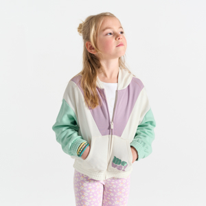 Sudadera con capucha colorblock malva para niña 1