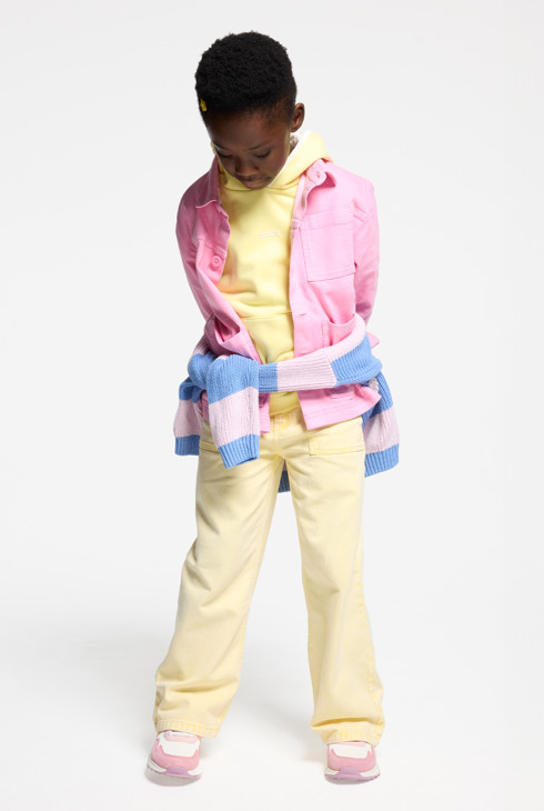 Einfarbiges gelbes Sweatshirt aus Molton für Mädchen 2