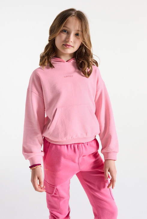 Bonbonrosa Sweatshirt aus Molton für Mädchen 2
