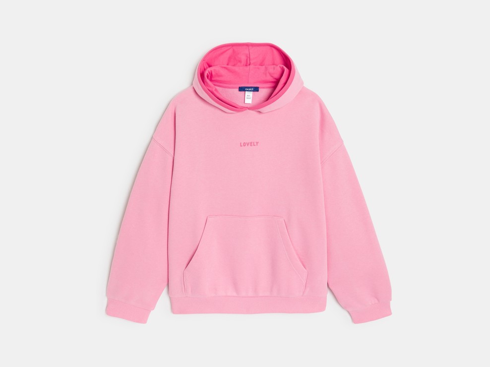 Bonbonrosa Sweatshirt aus Molton für Mädchen 1