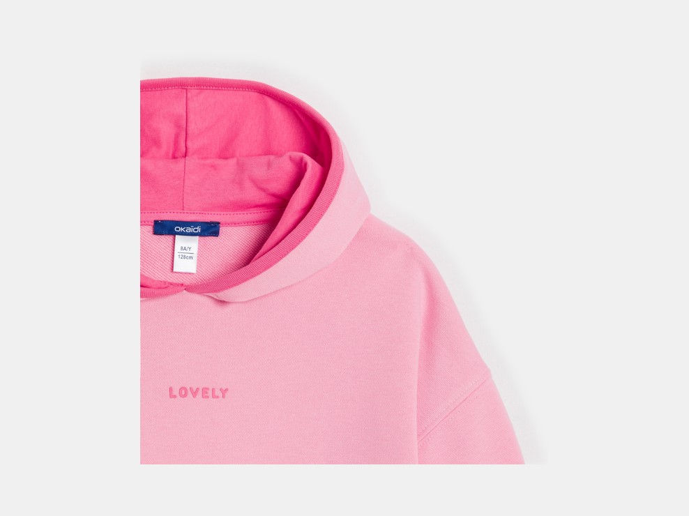 Bonbonrosa Sweatshirt aus Molton für Mädchen 2