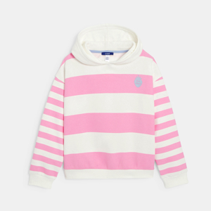 Sudadera con capucha a rayas rosa niña 1