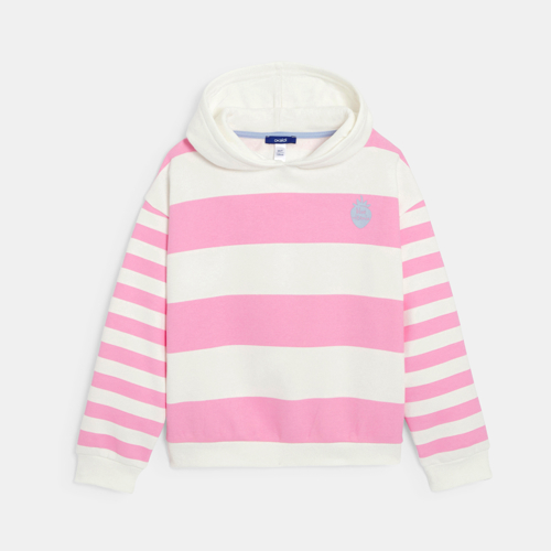 Sudadera con capucha a rayas rosa niña 1