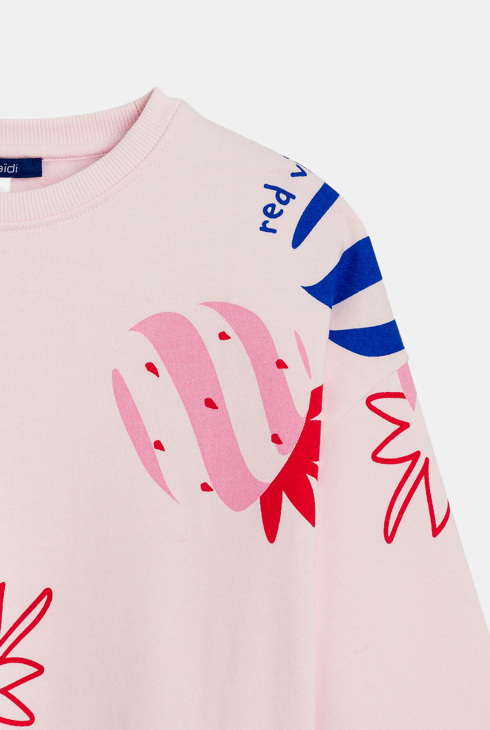 Rosa Sweatshirt mit Erdbeerdruck für Mädchen