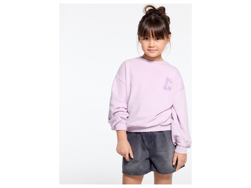 Sweat-shirt en molleton mauve Fille 1