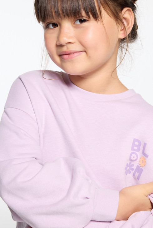 Blasslila Sweatshirt aus Molton für Mädchen 2