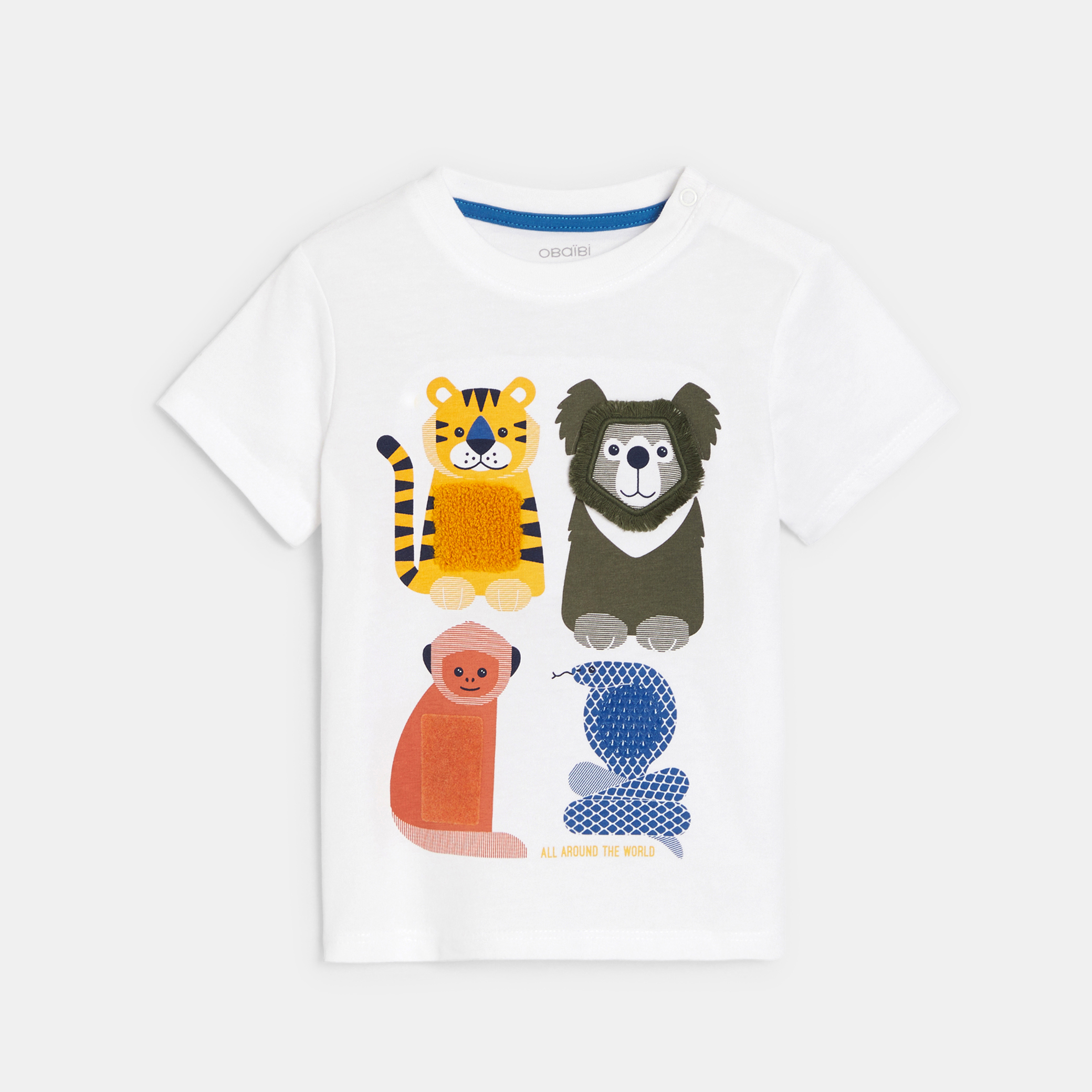 Baby boy's white sensory animal T-shirt Okaïdi & Obaïbi