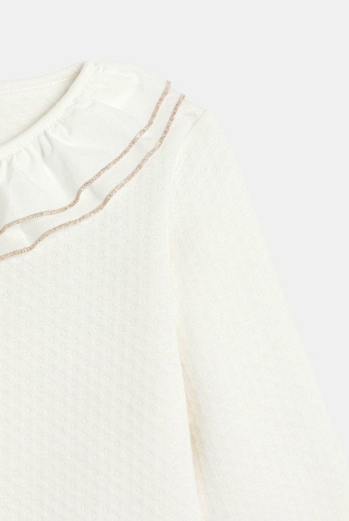 Gilet matelassé col volanté écru Fille 2