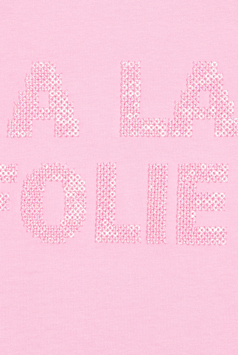 T-shirt manches longues message sequins rose Fille