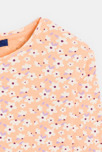 T-shirt côtelé imprimé orange abricot Fille 3