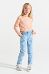 T-shirt côtelé imprimé orange abricot Fille 4