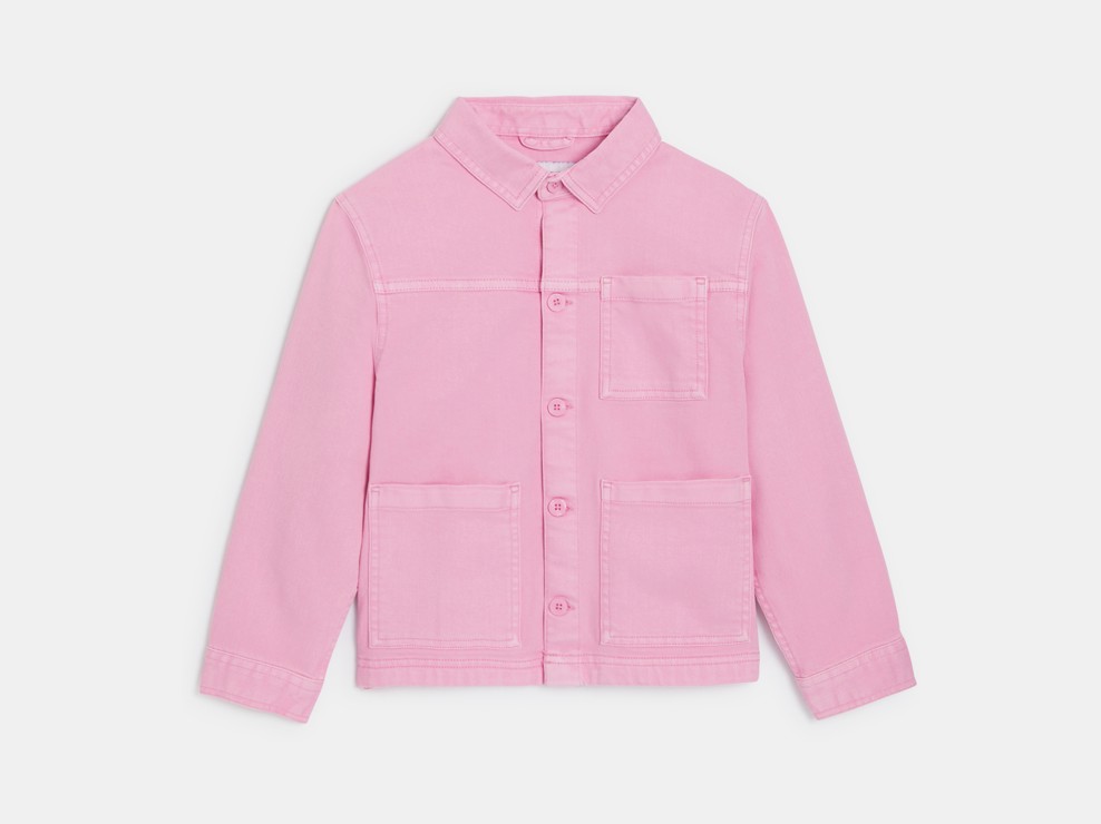 Veste workwear en toile unie rose Fille 2