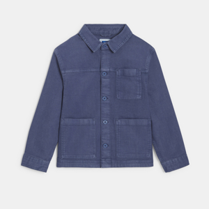 Boy's plain blue canvas overshirt 1