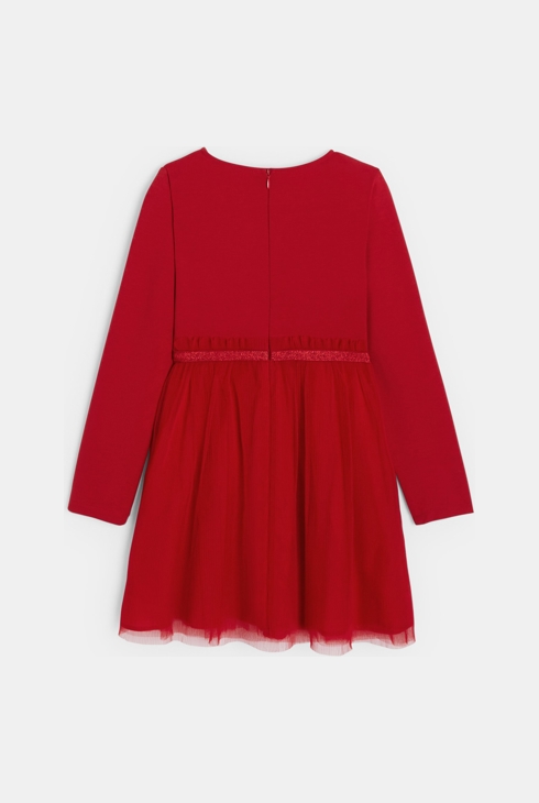 Robe chic bi-matière rouge Fille