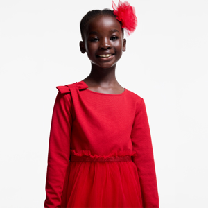 Robe chic bi-matière rouge Fille 1