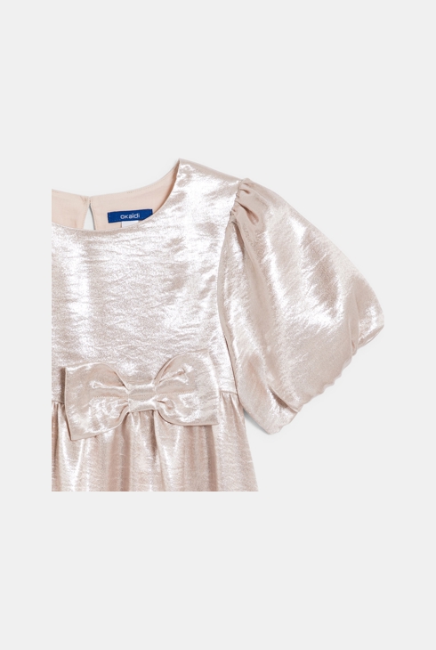 Robe effet métallisé rose nude Fille