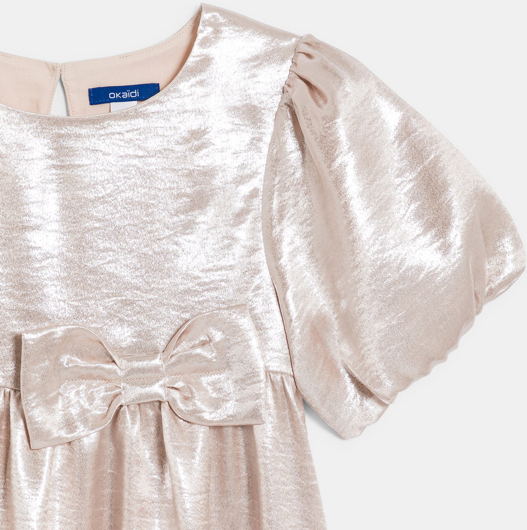 Robe effet métallisé rose nude Fille