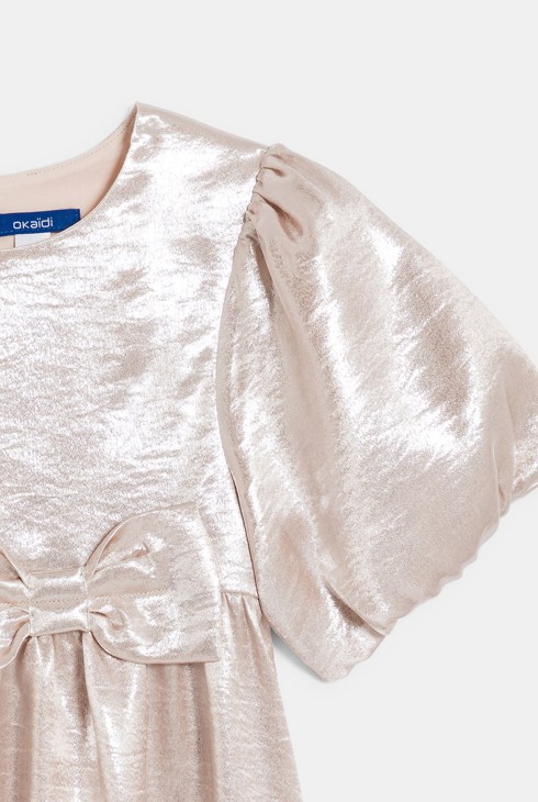 Robe effet métallisé rose nude Fille