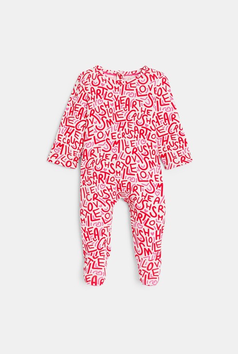 Pijama d'una peça paraules dolces vermell bebè nena 1