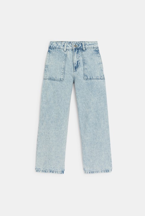 Weite blaue Washed Jeans für Mädchen 2