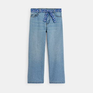 Blauwe denim jeans met brede pijpen en ceintuur voor meisjes 1