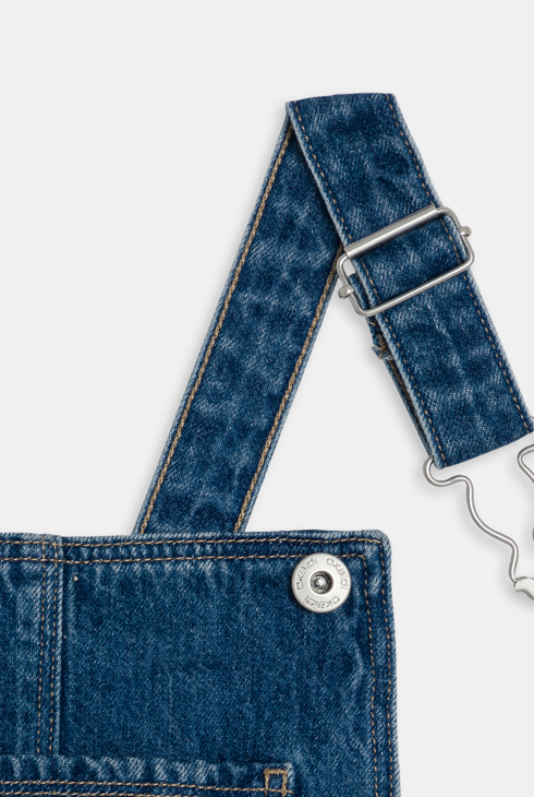 Robe-salopette en jean brut bleu Fille