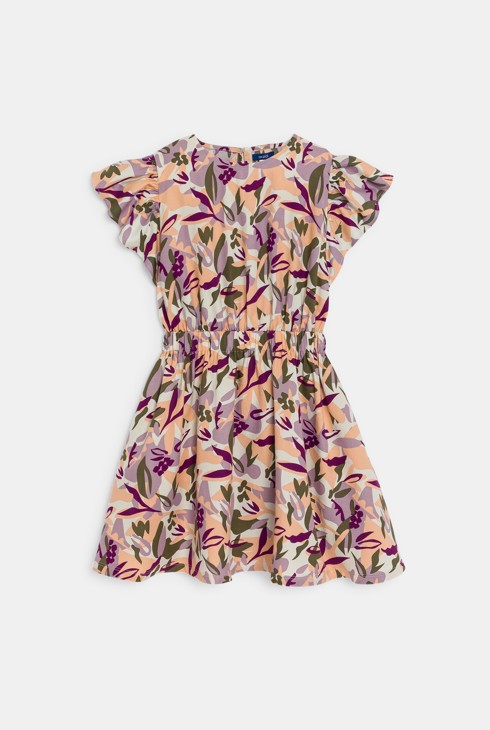 Robe fluide imprimée orange Fille 1