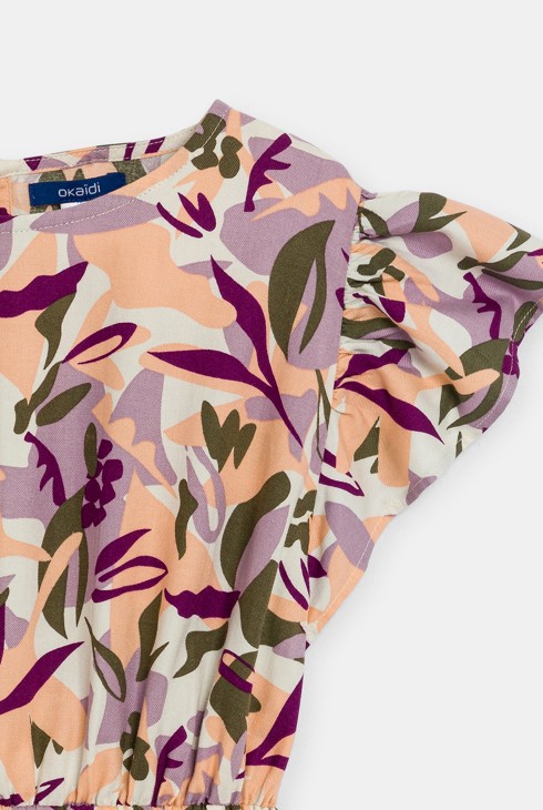 Robe fluide imprimée orange Fille 2