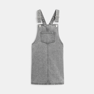 Robe-salopette en jean délavé gris Fille 1