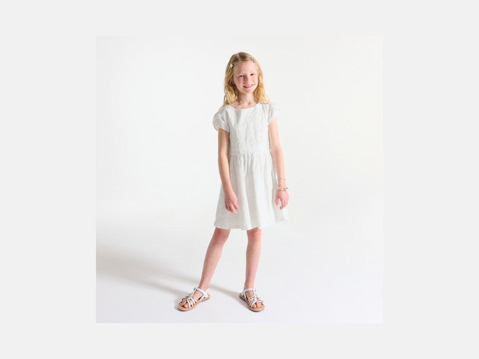 Robe chic brodée blanc Fille 1
