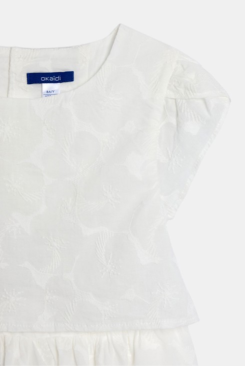 Robe chic brodée blanc Fille