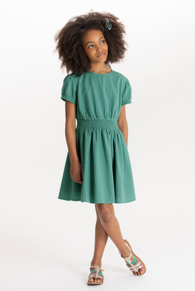 Abito Verde Bambina Vestito Per Bambina A Trapezio In Morbido