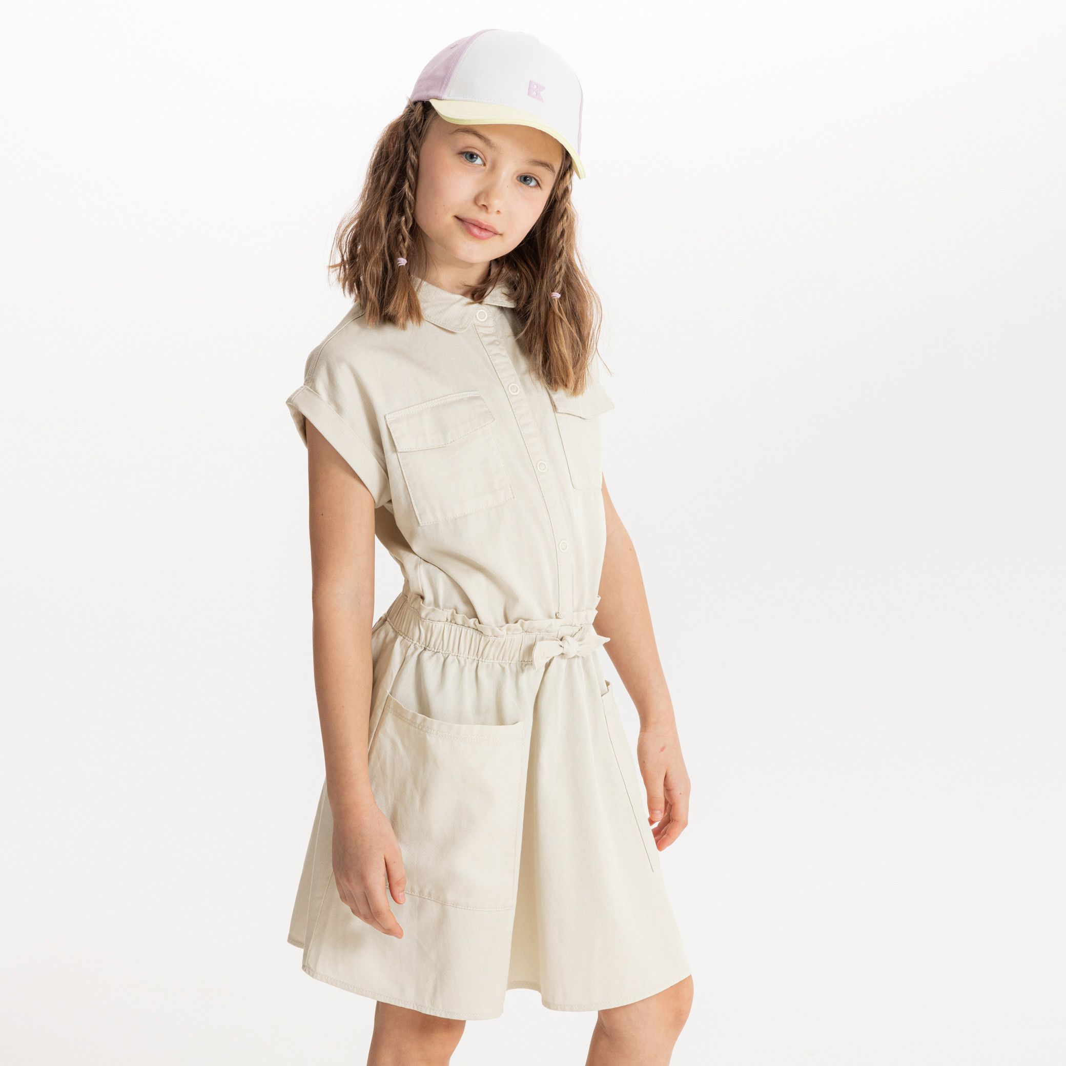 Kilottor KC101 Robe Midi Ample Décontractée Avec Poches Pour Fille 4-14 Ans, Manches Longues Noires