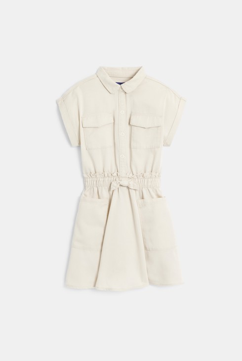 Girl's ecru short-sleeved shirt-dress 2