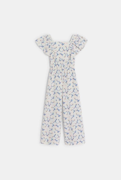 Girl's sky blue printed jumpsuit 2