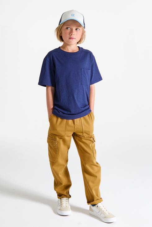 Pantalón chino de lona amarillo ocre niño 1