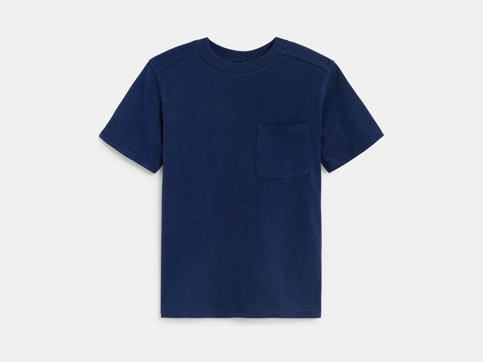 Unifarbenes Kurzarm-T-Shirt in Marineblau für Jungs 1