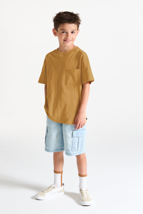 T-shirt manches courtes uni marron clair Garçon 1