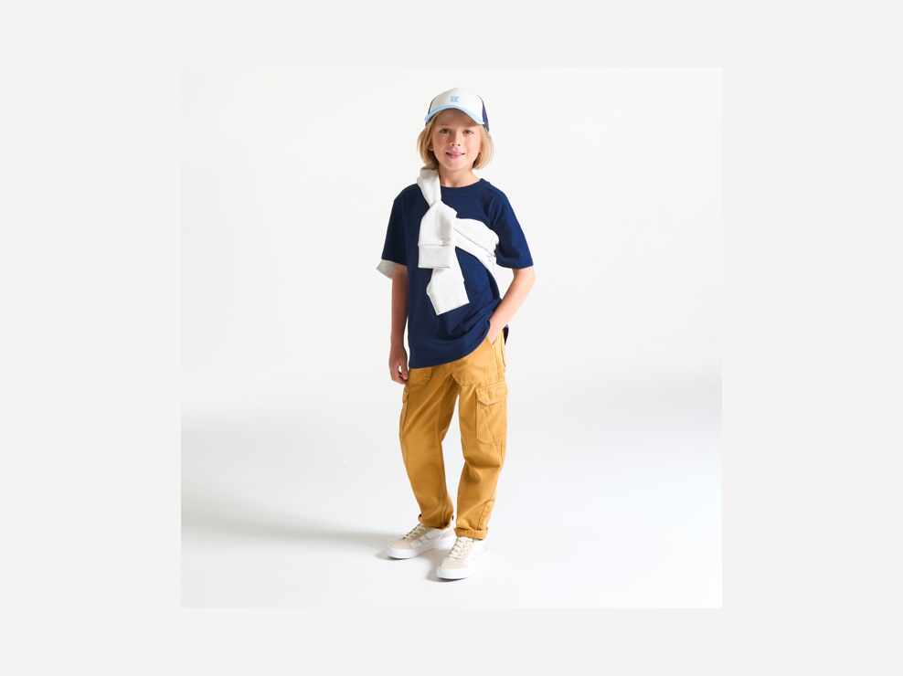 T-shirt manches courtes uni bleu marine Garçon 1