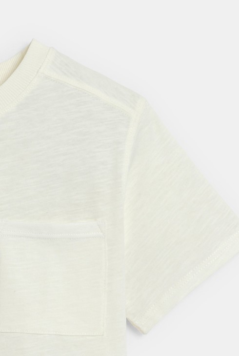 Weißes einfarbiges Kurzarm-T-Shirt für Jungen 2