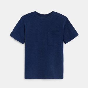 Boy's navy blue plain short-sleeve T-shirt 1