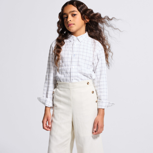 Blouse brodée manches courtes blanc Fille 1