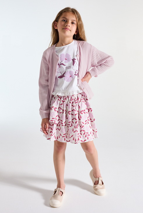 Cardigan ajouré mauve Fille 1