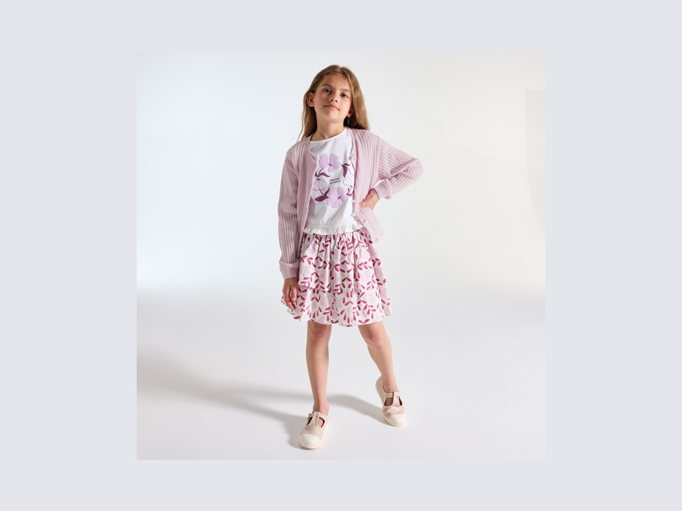 Cardigan ajouré mauve Fille 1