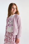 Cardigan ajouré mauve Fille 4