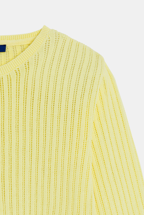 Gelbe Strickjacke mit Lochmuster für Mädchen 2