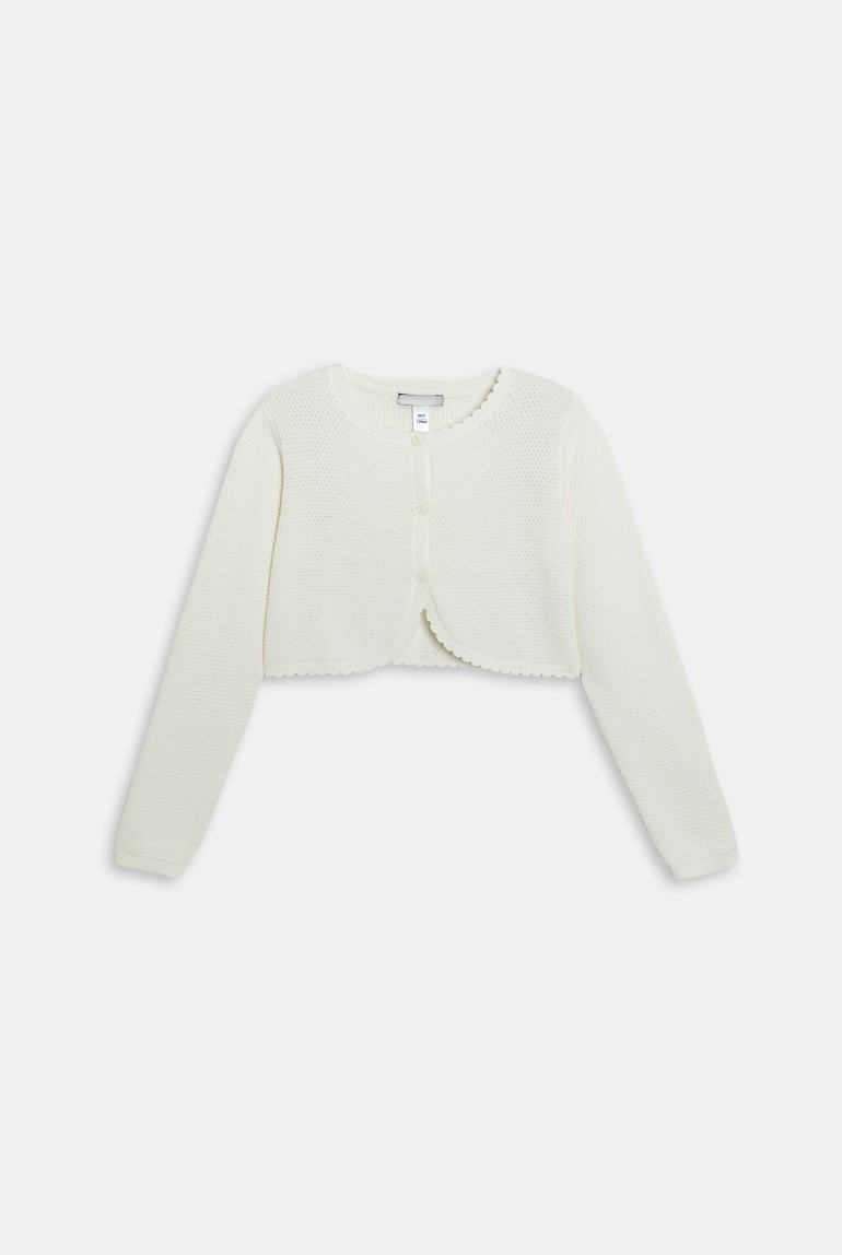 Girl's ecru fine-knit bolero Okaïdi & Obaïbi